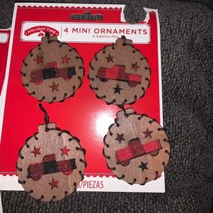 Four mini farmhouse ornaments